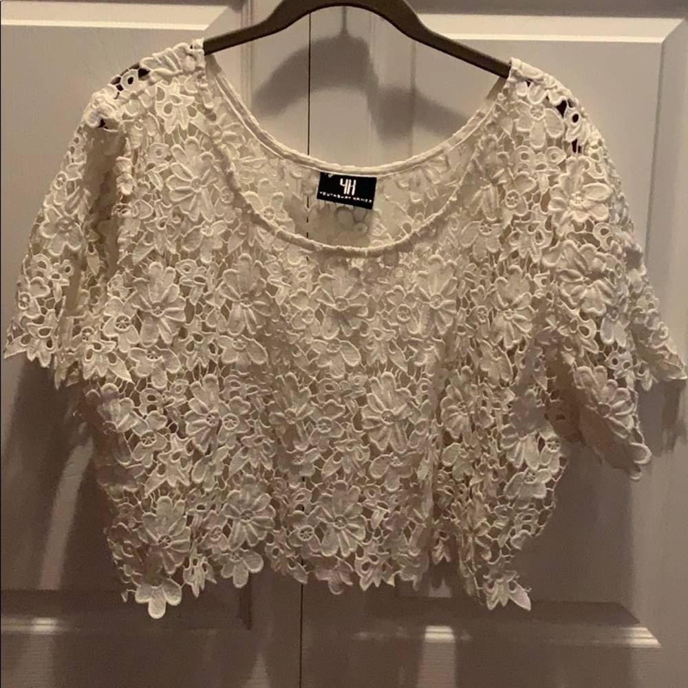 Youtheary Khmer lace crop top sz 2x white